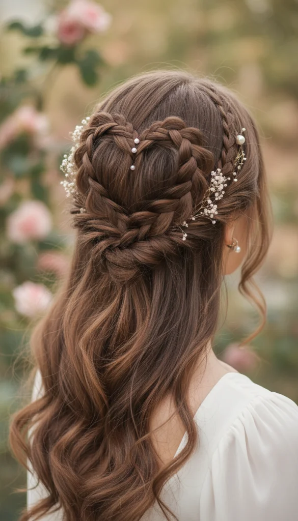 Braided Half-Up Heart Hairstyle