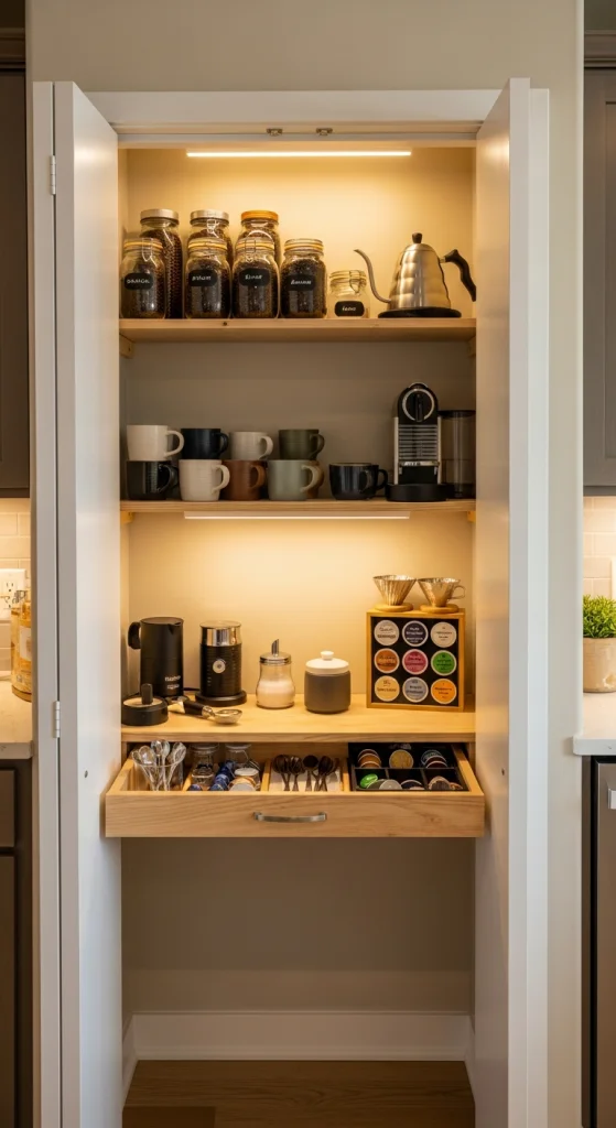 Coffee Station In A Linen Closet