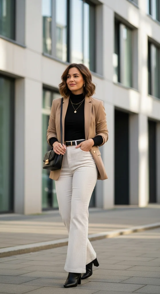 Corduroy Flares With Blazer