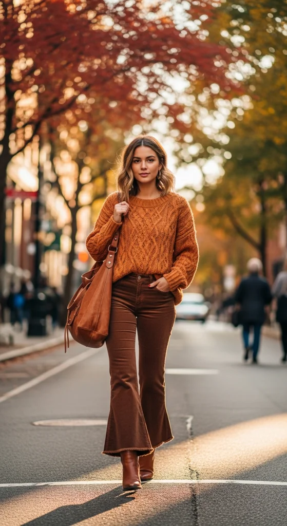 Corduroy Flares With Oversized Knit Sweater