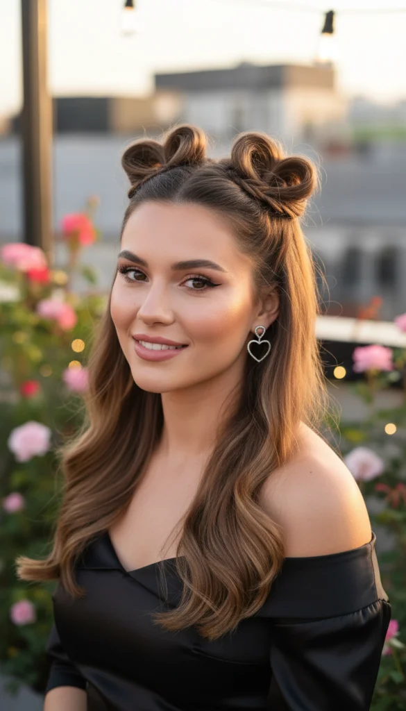 Double Heart Half-Up Hairstyle