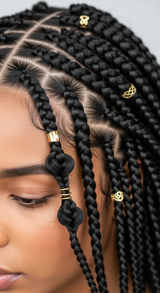 Goddess Braids With Gold Cuffs And Baby Hairs