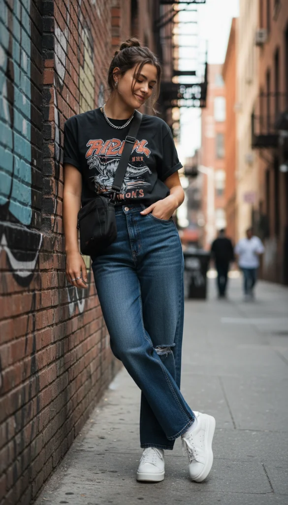 Graphic Tee and Sneakers Look