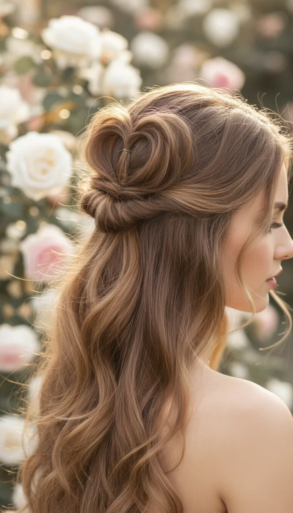 Half-Up Heart Hairstyle with Waves