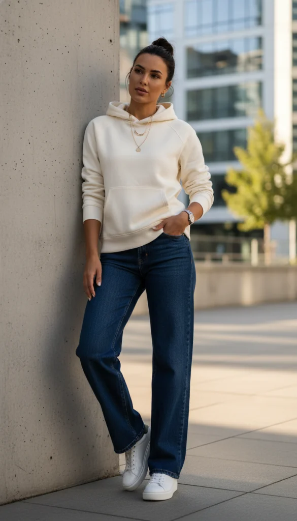 Hoodie and Wide Leg Jeans