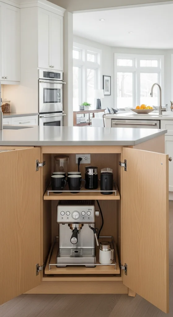 Kitchen Island Hidden Coffee Cabinet