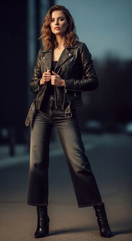 Leather Jacket and Ankle Boots