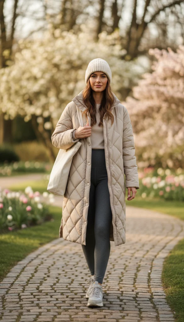 Long Quilted Jacket with Leggings
