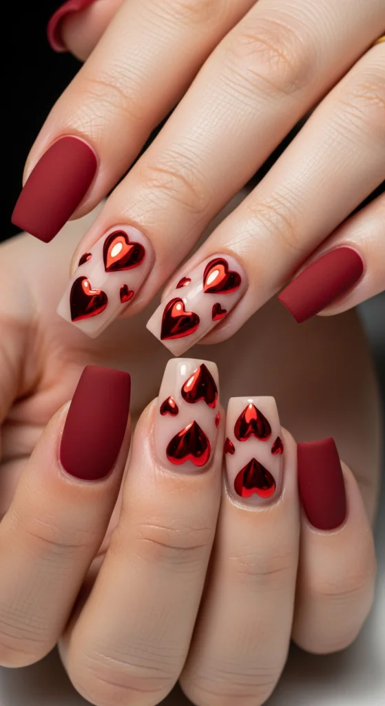 Matte Finish With Glossy Chrome Hearts