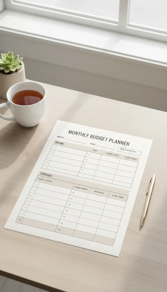 Monthly Budget Overview Printable