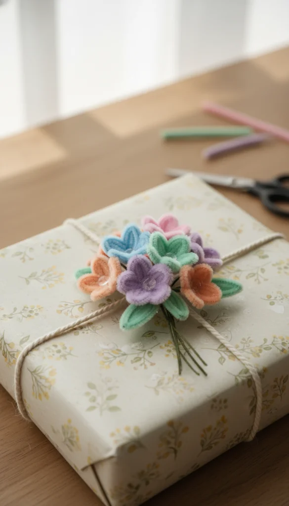 Pastel Flower-Themed Gift Wrapping