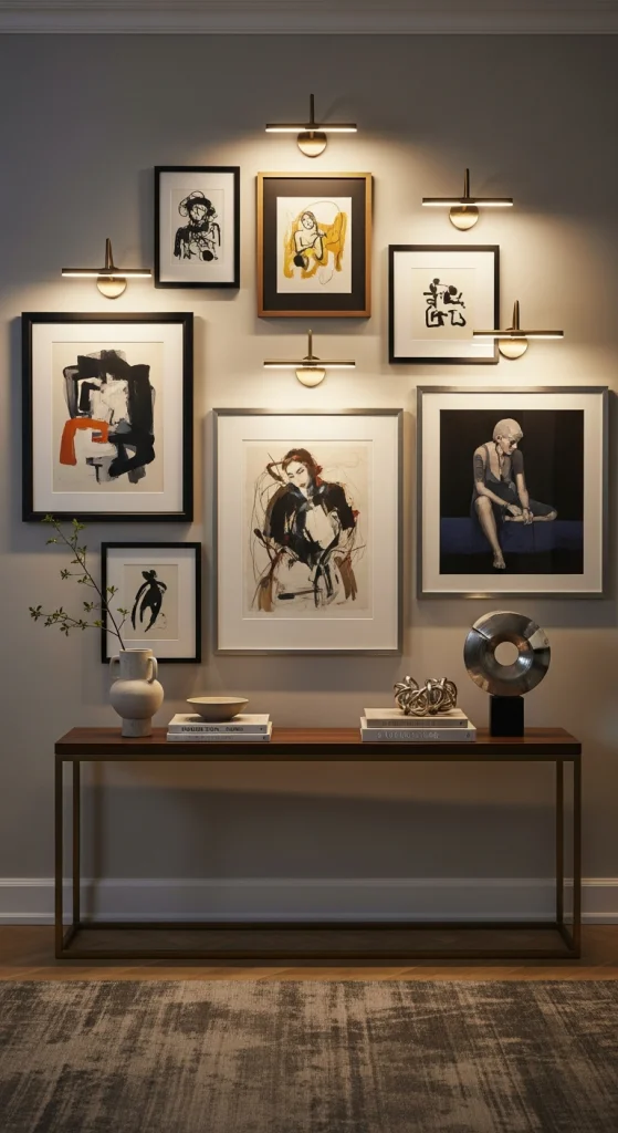 Plug-In Sconces Above Artwork