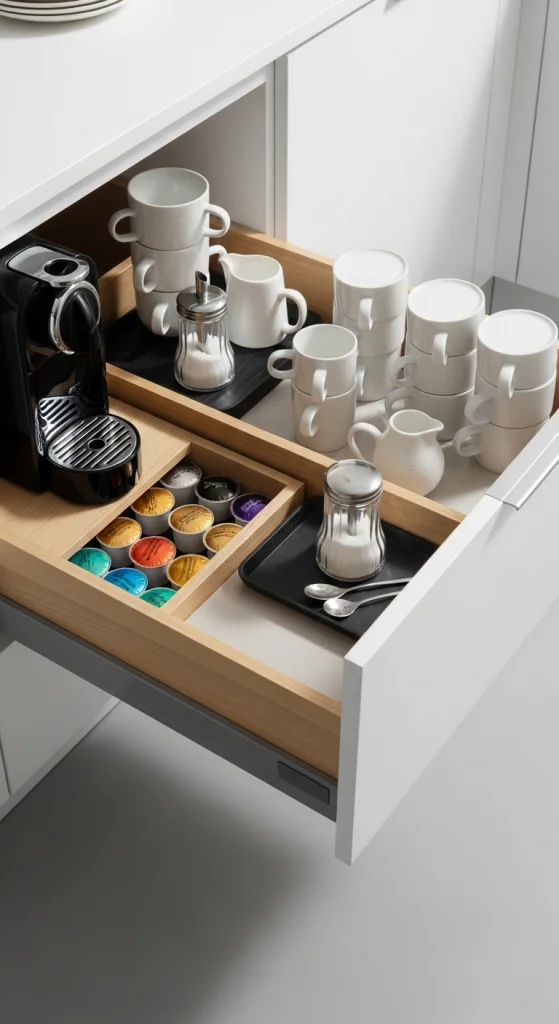Pull Out Coffee Cabinet Drawer