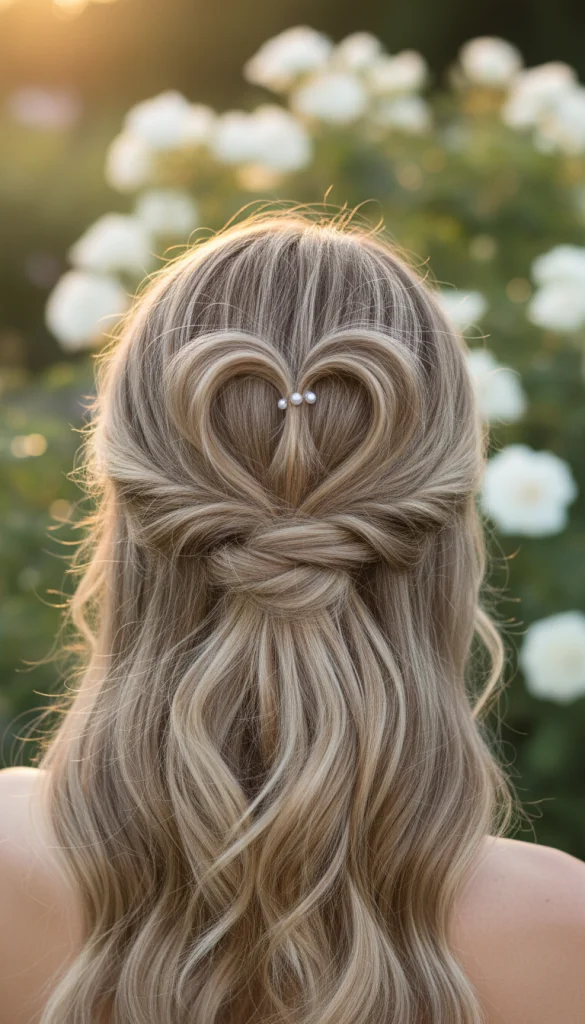 Romantic Half-Up Half-Down Heart Hairstyle