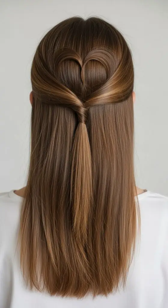 Sleek Half-Up Half-Down Heart Style