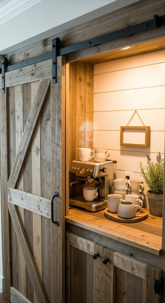 Sliding Barn Door Coffee Station