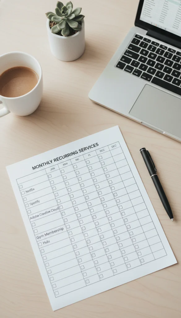 Subscription Tracker Printable