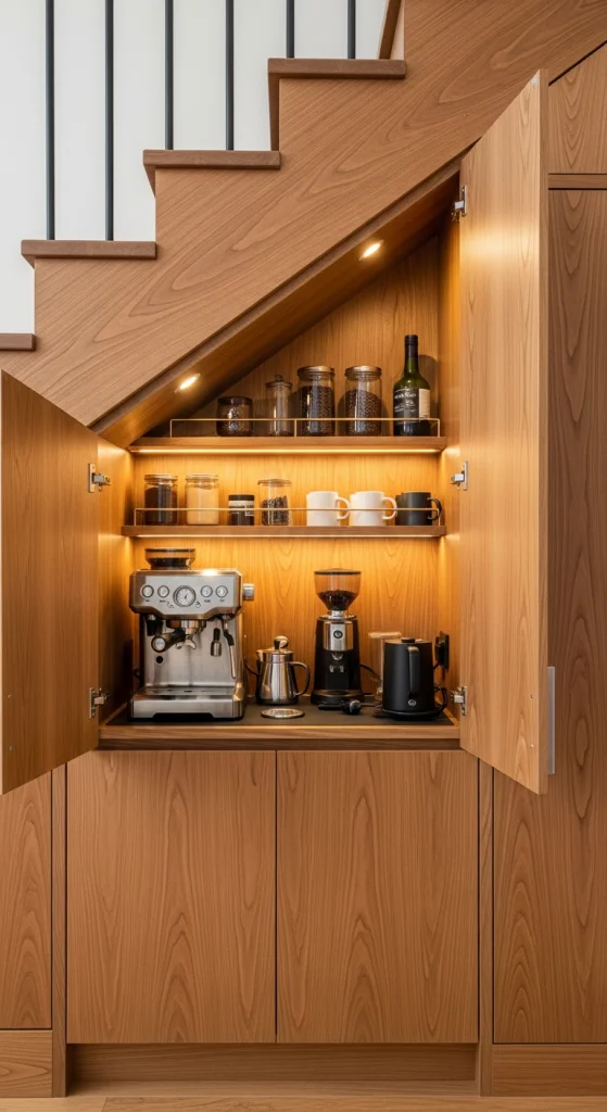 Under-Stair Coffee Station Cabinet
