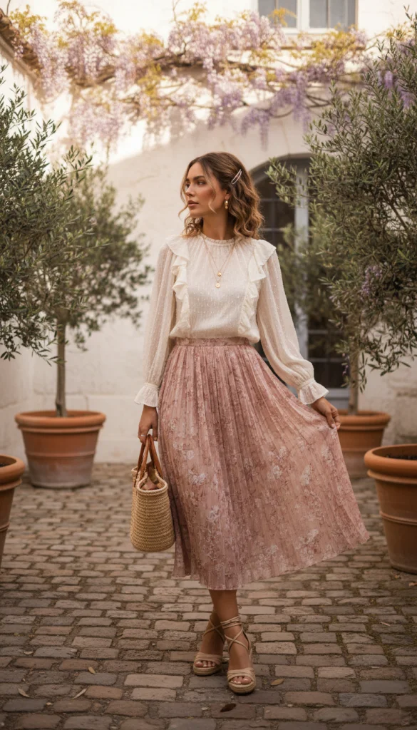 Blouse and Midi Skirt