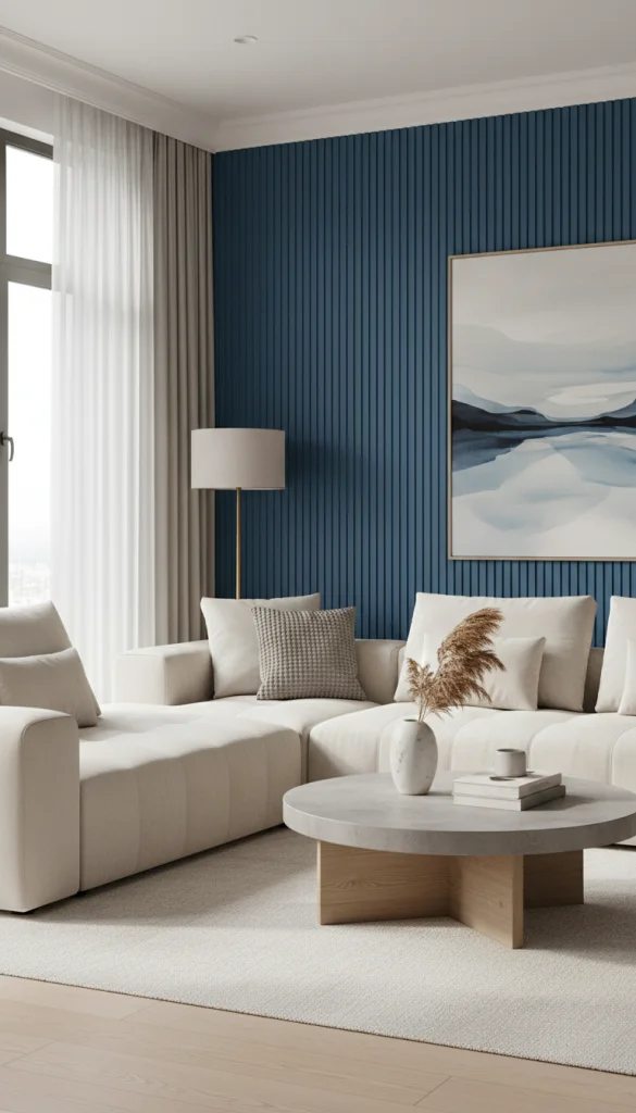 Blue Accent Wall Behind the Bed