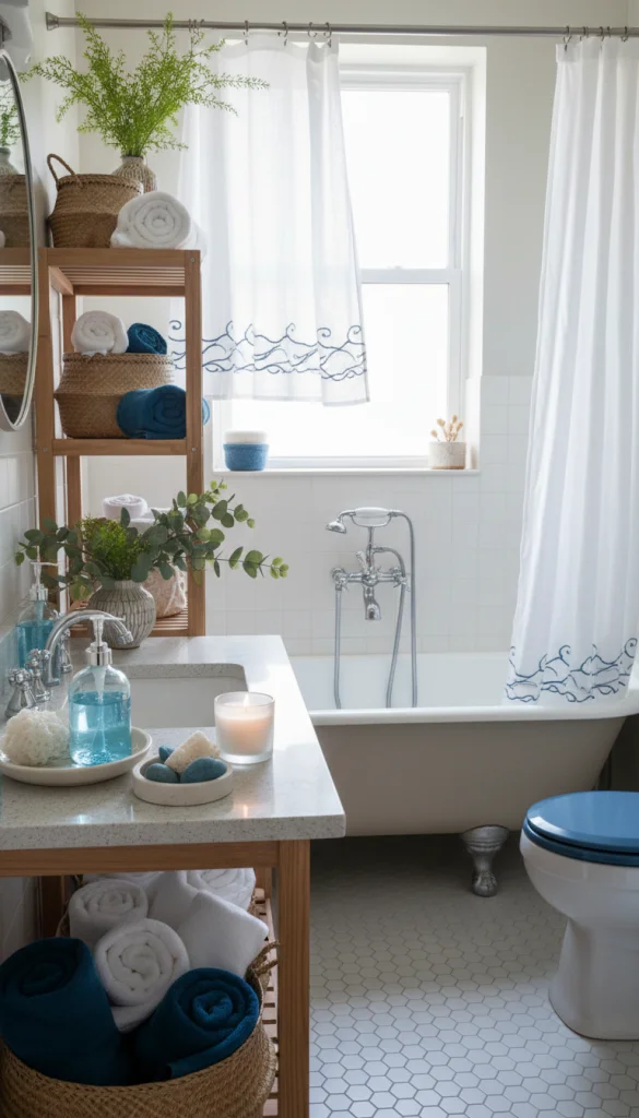 Blue and White Bathroom Styling