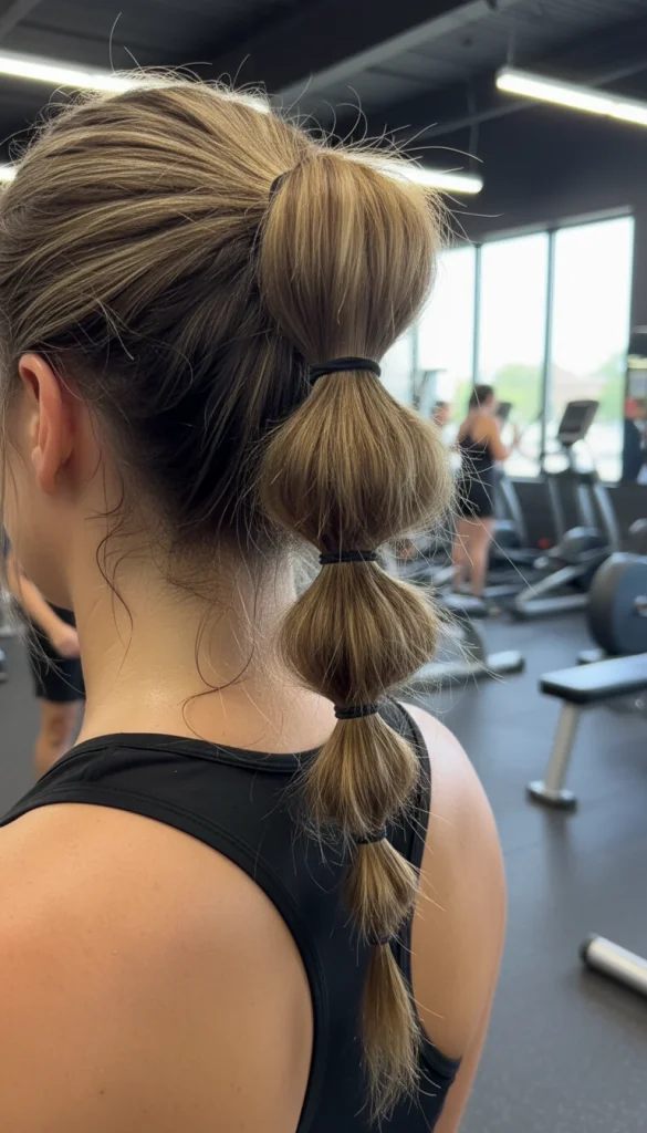 Bubble Ponytail with Elastic Sections
