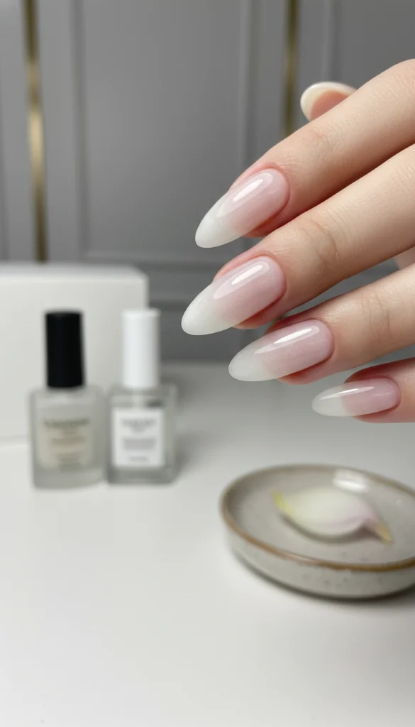 Clear Nails with Milky Base Effect