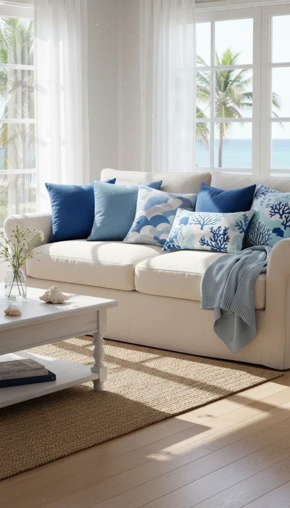 Coastal Blue Throw Pillows