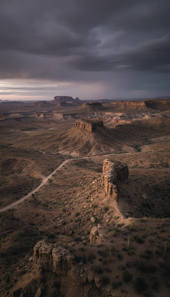 Desert Dusk with Stormy Skies