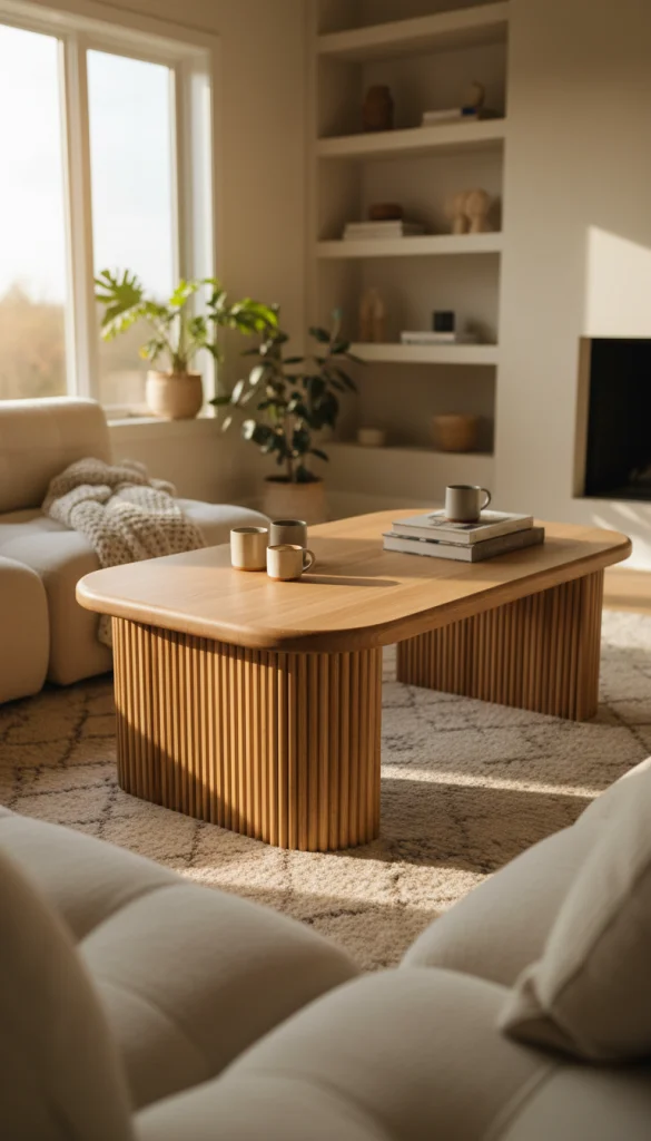 Fluted Coffee Table with Curved Edges