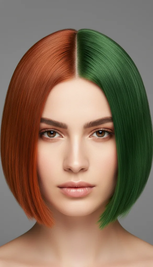 Half-and-Half Color Block Hair