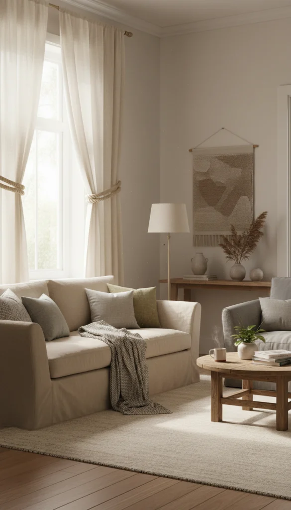Linen Curtains Styled with Tiebacks