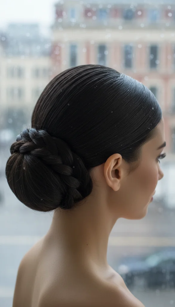 Low Braided Bun Hairstyle