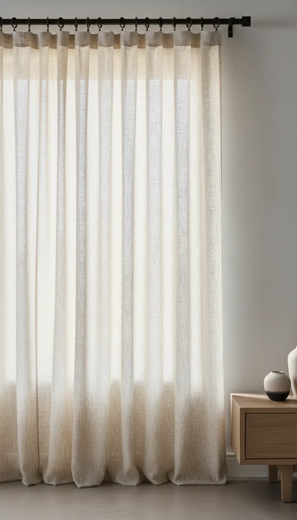 Natural Linen Curtains with Black Hardware