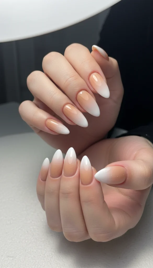 Neutral Ombre Fade Nails