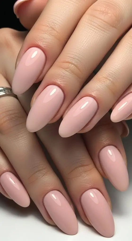 Soft Blush Pink Gloss Nails