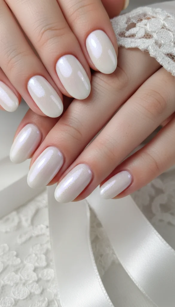 Soft White Pearl Nails