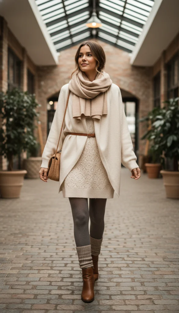 Tights with Mini Dress and Soft Layers