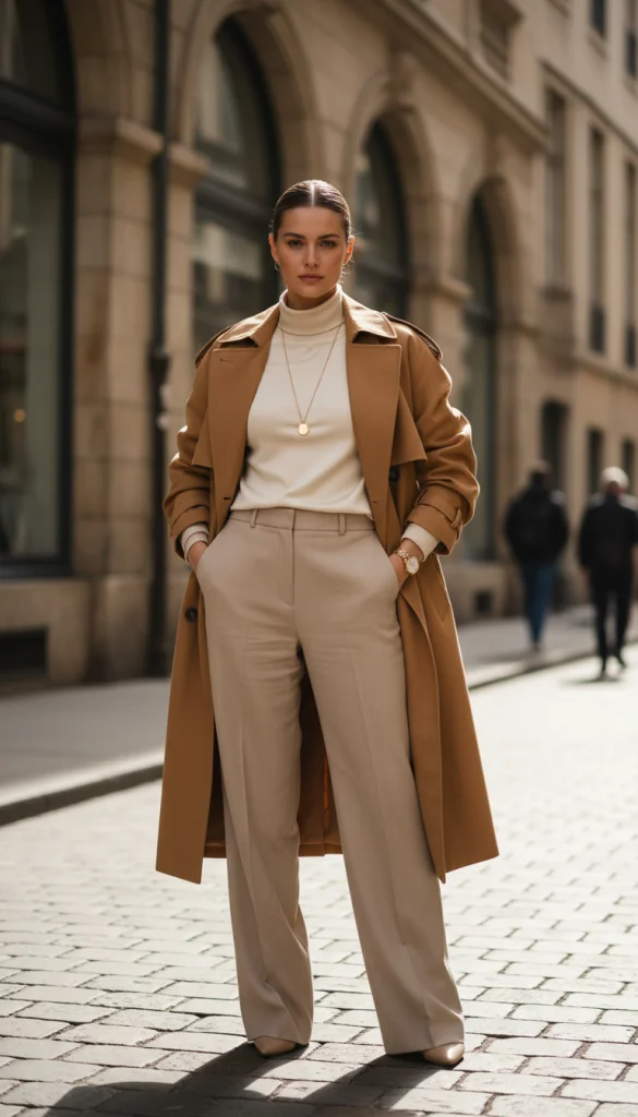 Trench Coat with Monochrome Base Outfit