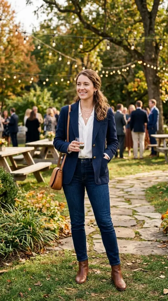 Blazer and Dark Jeans