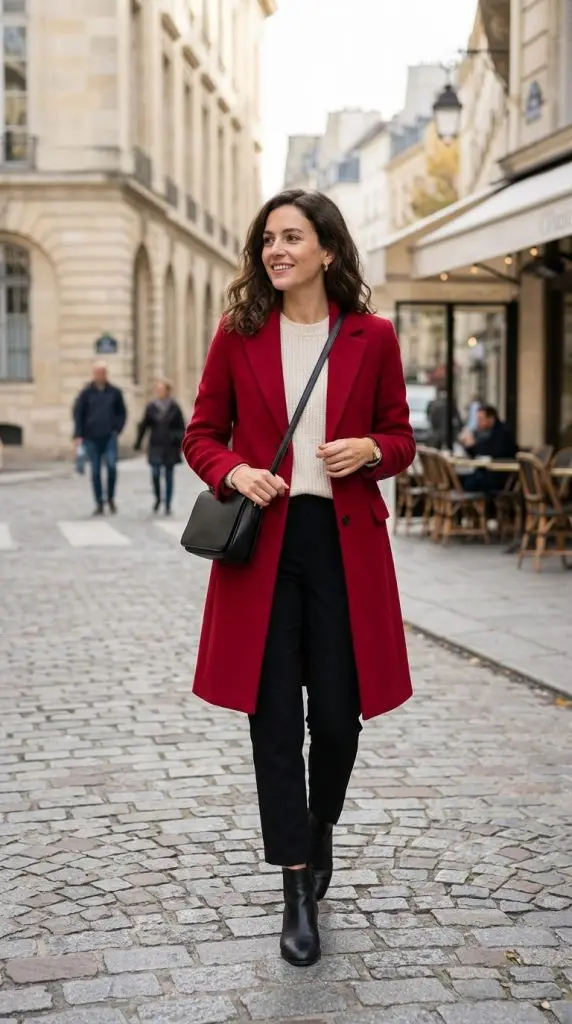 Cherry Coat and Neutral Basics
