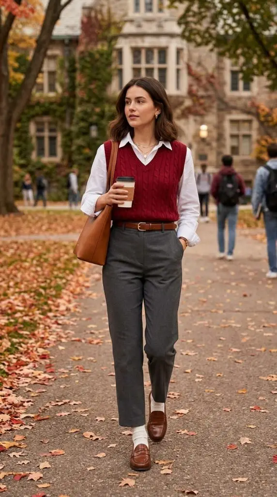 Cherry Sweater Vest and Button-Down Shirt