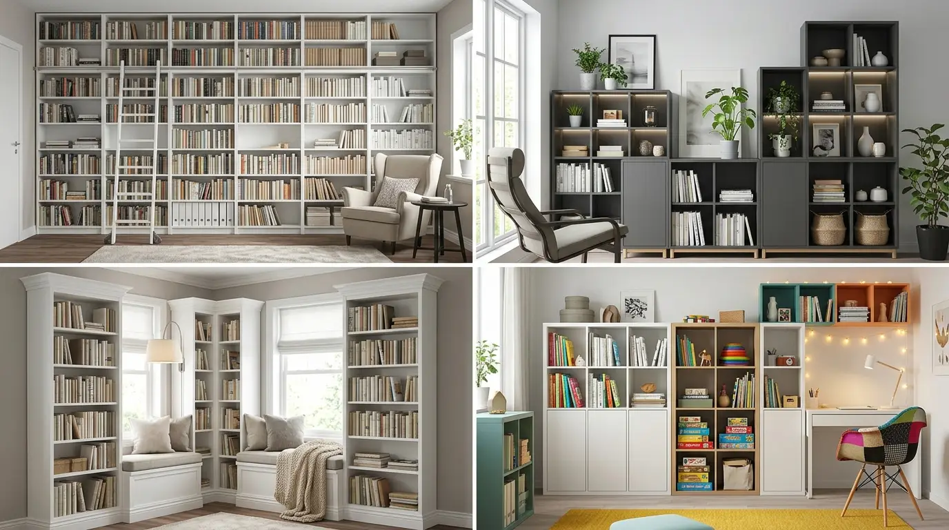 Home Library Ideas Using IKEA Bookshelves