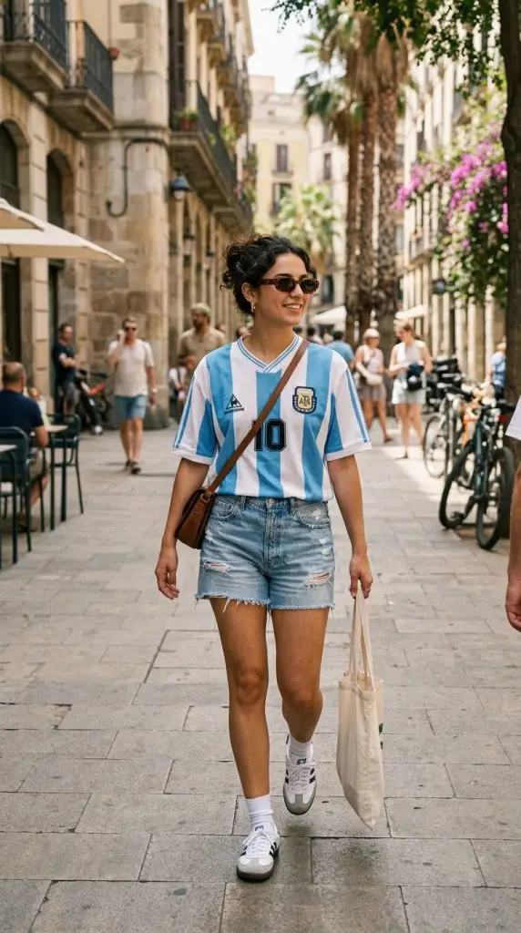 Jersey with Denim Shorts