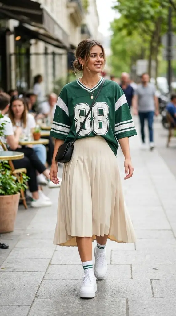 Jersey with a Pleated Skirt