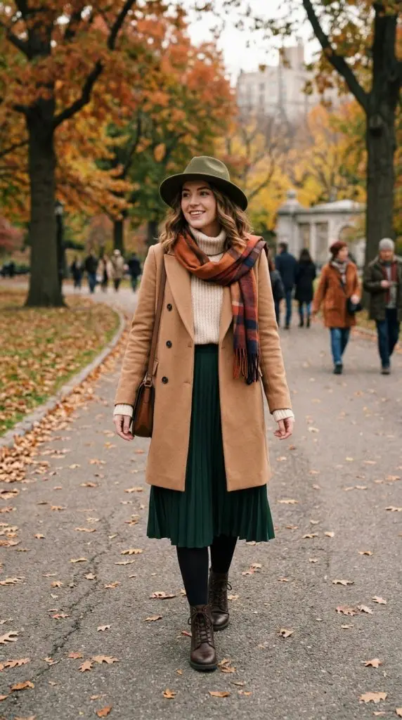  Lightweight Sweater and Pleated Skirt