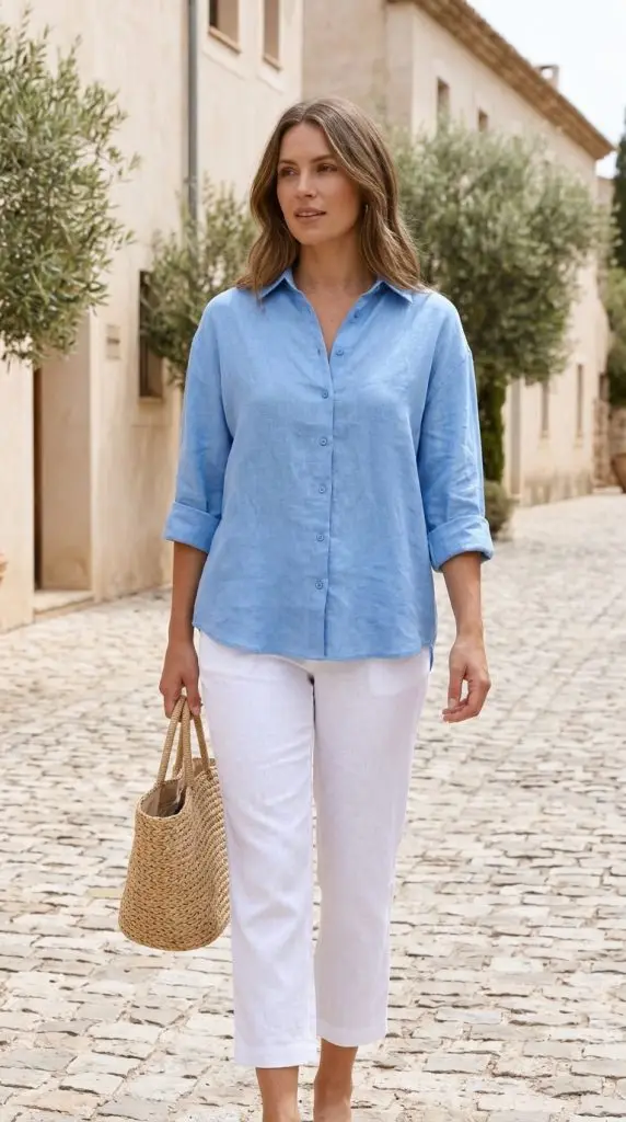 Linen Shirt and Cropped Pants