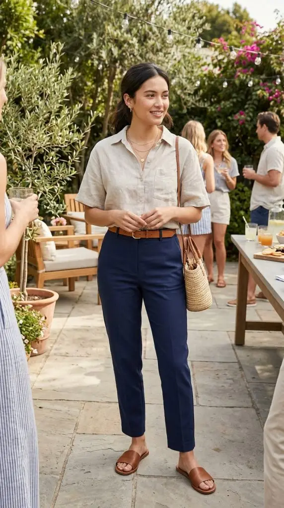 Linen Shirt with Tailored Trousers
