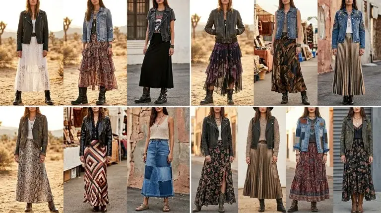 Moto Boho Outfit Ideas With Maxi Skirts