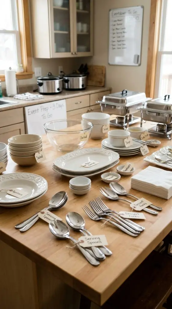 Organize Serving Dishes Ahead of Time